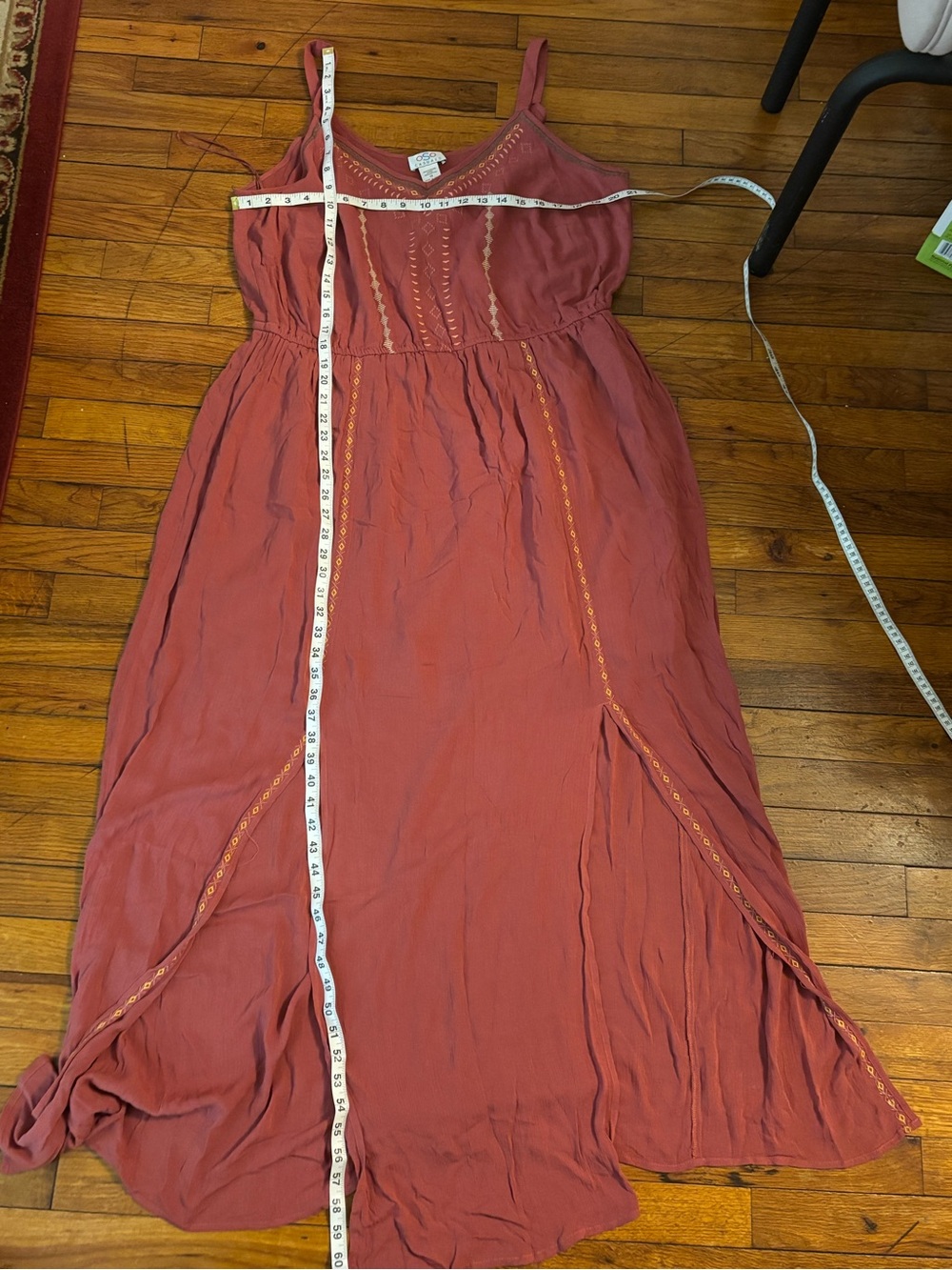 Oso Casuals Women’s Sleeveless Maxi Dress in Dusty Rose with Embroidery